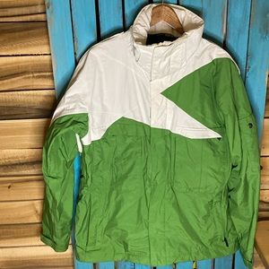 Men’s Bonfire Fusion sk jacket size XL green and white (missing hood)